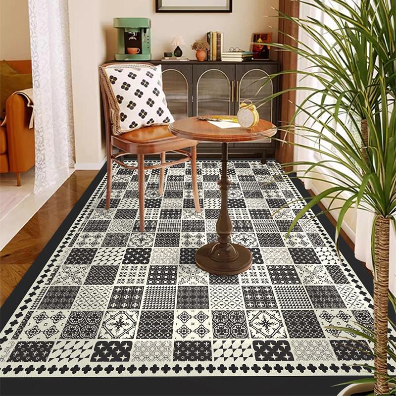 Balcony Waterproof Floor Mat Large Size Pvc Leather Anti-slip Carpet American Retro Home Decoration Rug for Kitchen Floor Mat