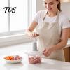 Household Kitchen Gadget Manual Food Chopper, Hand Press Garlic Mincer with 3D Stainless Steel Easy Prep Tool Blades, 1.5/2L Nuts Eggs Herb