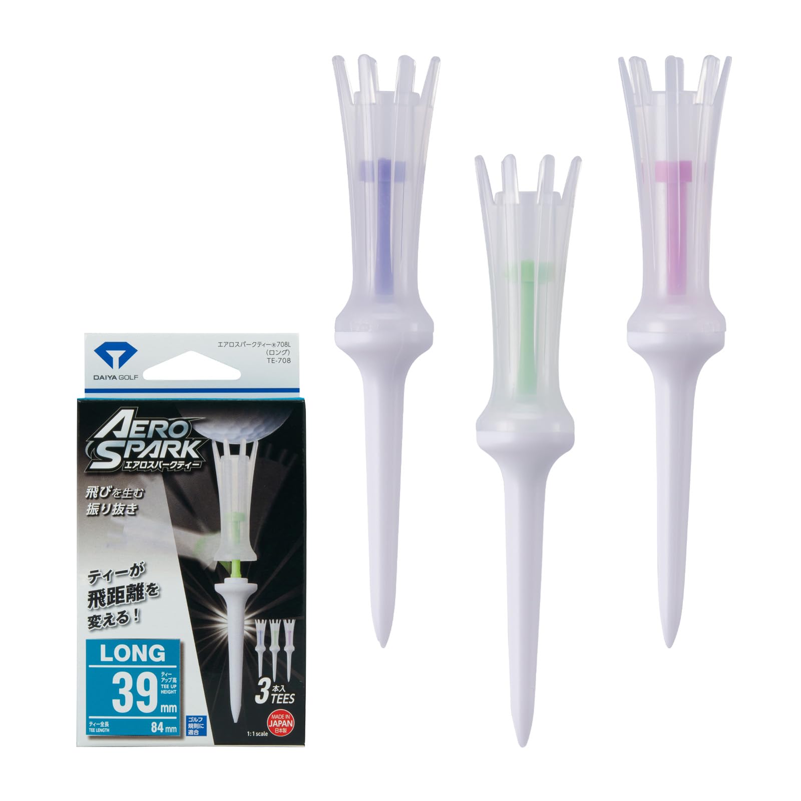 

DAIYA GOLF Golf Tee Aero Spark Tee 708 Long Clear TE-708