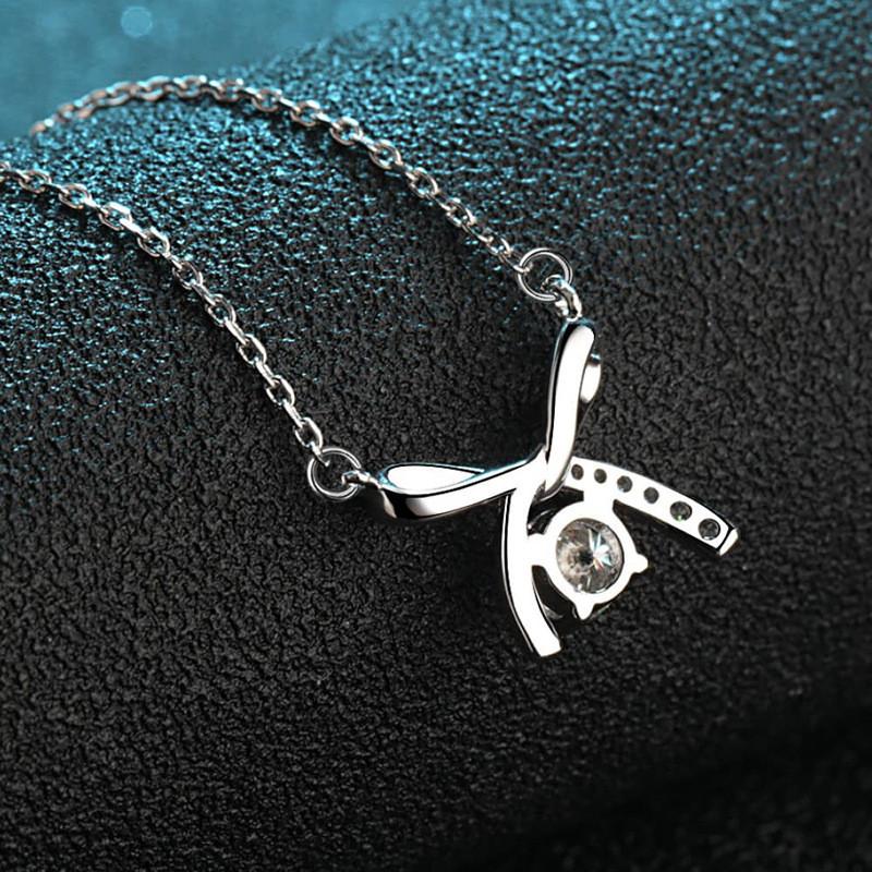 925 Sterling Silver Bowknot Design Cubic Zirconia Necklace for Women Exquisite Bridal Wedding Necklace Chic Jewelry