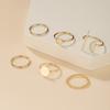 6 Pcs/set Rings Creative Love-shaped Geometric Open Band Ring Cold Style Joint Ring Set