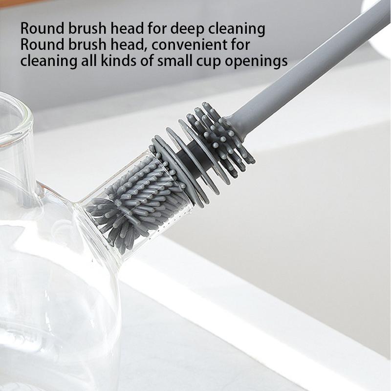 Silicone Cup Brush Milk Bottle Cleaning Brush Long Handle Water Bottles Cleaner Glass Cup Cleaning Brush Kitchen Cleaning Tools
