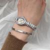 Women's Watch Original Luxury Brands Premium Silver Grey Diamond Set Elliptical Snake Bone Strap Ladies Watch Gift