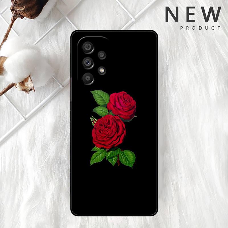 Bright Red Rose Flowers Case For Samsung Galaxy A54 A52 A14 5G A53 A12 A13 A71 A23 A34 A33 A21s Phone Cover