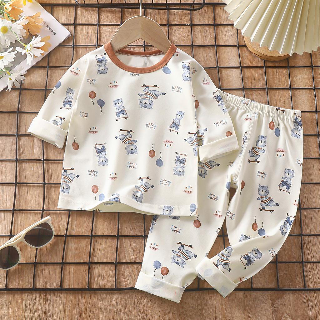Kinder Baumwolle Langarm Pyjama Set Thermounterwäsche Weiche Bequeme Nachtwäsche Homewear A Klasse Sicherheit Kinder Loungewear