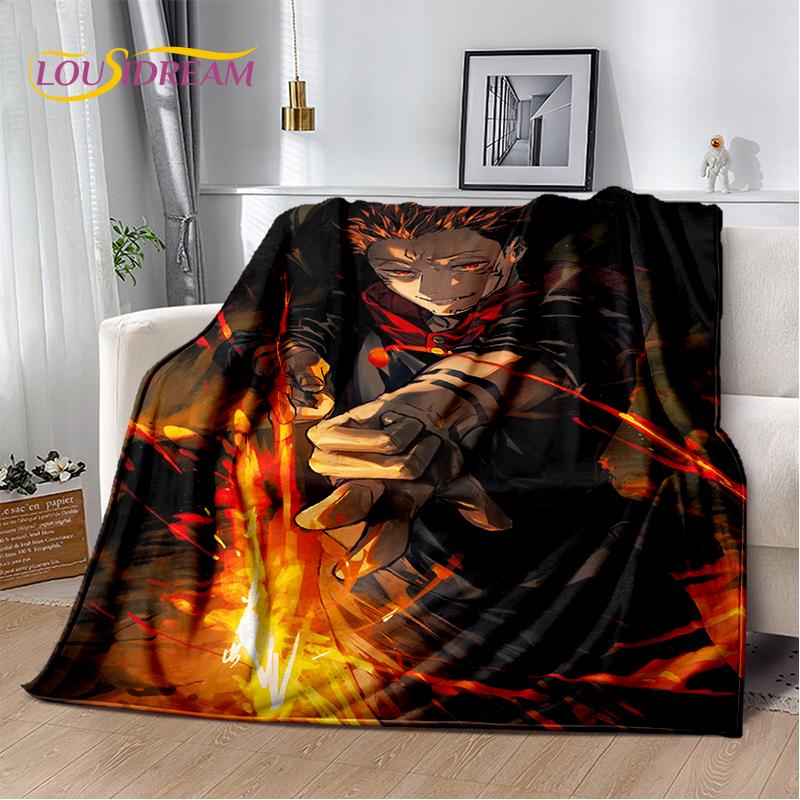 3D Jujutsu Kaisen Anime Cartoon Itadori Yuji Soft Flannel Blanket,Throw Blanket Comfortable Blanket for Picnic Beds Sofa Home