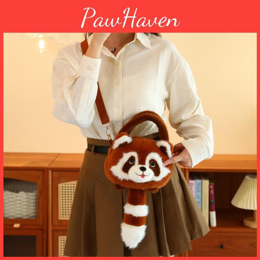 Animal Raccoon Plush Backpack Lightweight Single Shoulder Crossbody Gift Bag