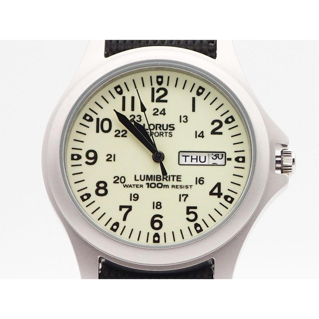 Used SEIKO LORUS Quartz Lumibrite Dark Gray Military Watch Seiko LORUS Quartz Lumibrite Dark Gray Military Watch 100m Water Resistant Watch
