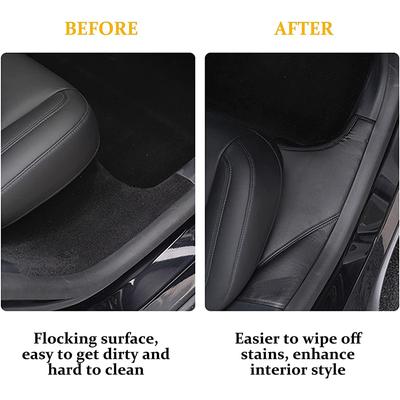 For Tesla Model Y 2019-2025 Rear Door Sill Pad Leather Guards Threshold Bumper Strip Protective Cover Rear Seat Anti Kick Pads