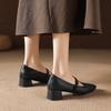 Sheepskin Square Head Coarse Heel Strap Mary Jane Shoes