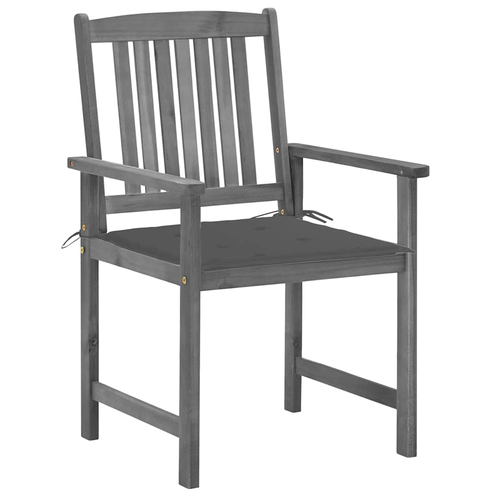 Garden Chairs with Cushions 2 pcs Grey Solid Acacia Wood