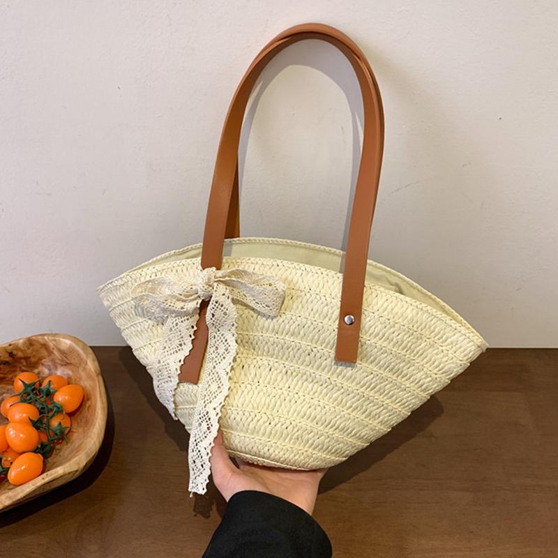 Women Braided Basket Clutches Bag Large Straw Portable Shoulder Bag Summer Beach Purses Shopper Satchel