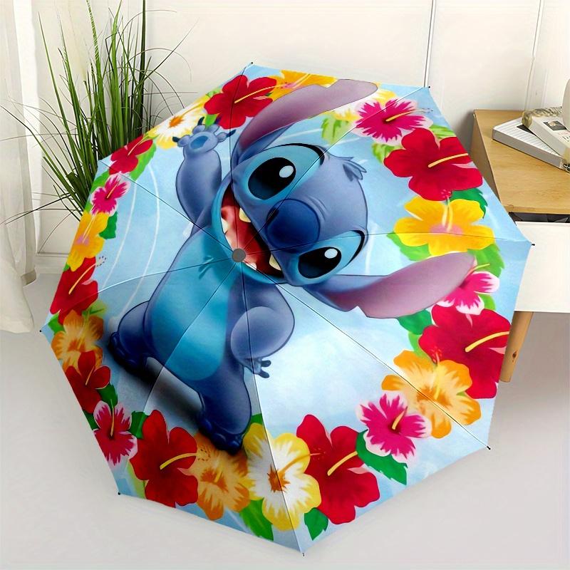 

1pc Stitch,Hawaiian Lei Automatic Folding Umbrella: Compact 8 Bone Design Cartoon Outdoor Travel Companion, Business Umbrella, Christmas Val