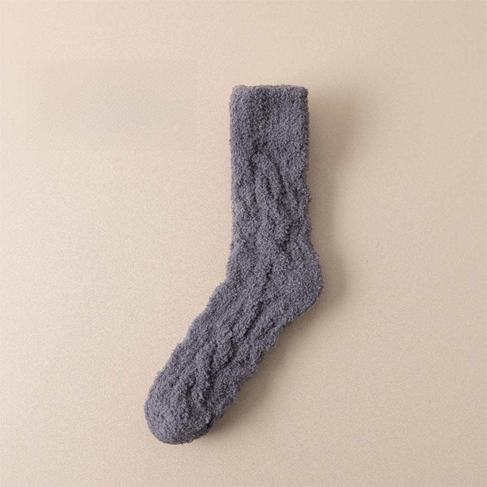 New Winter Coral Velvet Socks Warm Solid Color Cotton Socks Fluffy Soft Floor Socks Sleep Socks