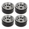 4-Piece Silver 1.9-inch RC Wheel Rim Set, Zinc Alloy, 10-Hole, Universal Fit for RC Crawler Cars