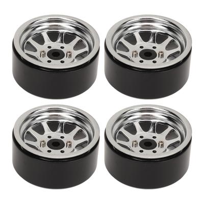 4-Piece Silver 1.9-inch RC Wheel Rim Set, Zinc Alloy, 10-Hole, Universal Fit for RC Crawler Cars