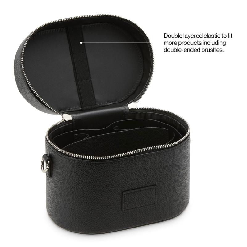PU Leather Toiletry Organizer Bag Makeup Case with Carrying Handle And Zippered Cover Design for Cosmetic Storage Use