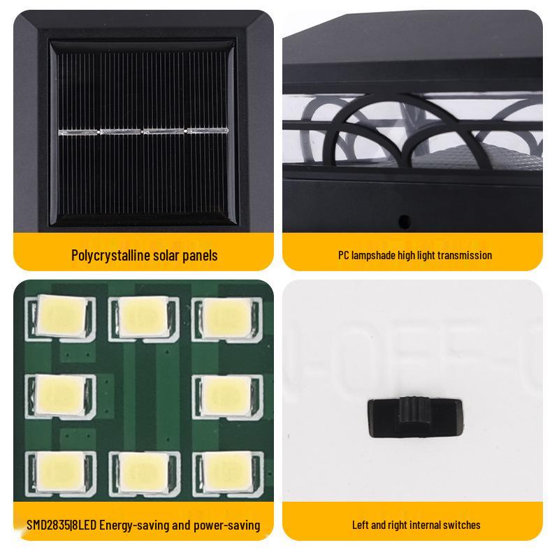 Patterned Solar Pillar Light for Outdoor Courtyard, Villa Gate, or Wooden Post