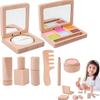 Wooden Makeup Toy Set For Kids Lipstick Eyeshadow Blush Pretend Play Cosmetics Kit