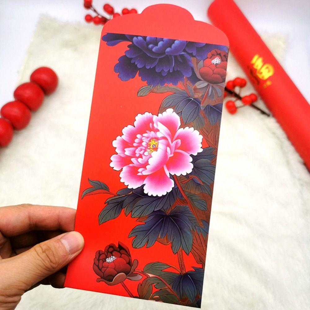 Happy New Year Spring Festival Red Envelopes Best Wishes Flower Blessing Bag Traditional Lucky Hong Bao Party Gifts