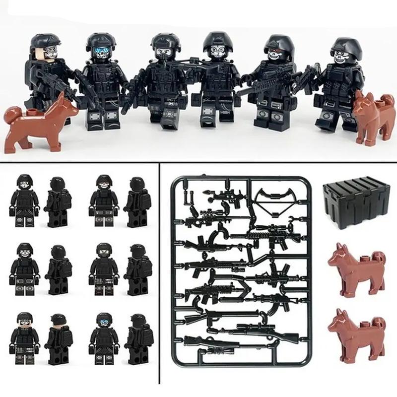 6-Style SWAT Team Minifigure Toy Set - Special Forces Building Blocks