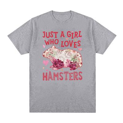 Juste une fille qui aime les hamsters T-shirt mème drôle Homme Femme Décontracté 100% Coton T-shirt Oversize Rétro Mode Harajuku T-shirts