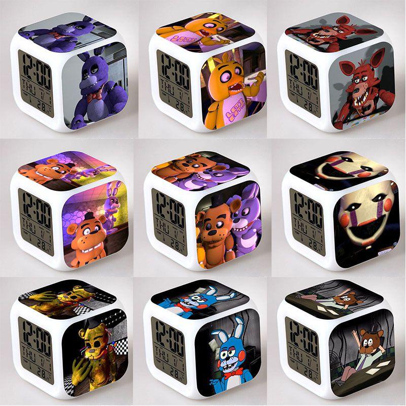 Bear Multifunction Fnaf 7color Digital Alarm Clock Led Watch Alarm Cube Clock