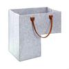 Stair Basket with Leather Handles Felt L-Shape Large Capacity Stair Step Bin Foldable Staircase for Clothes
