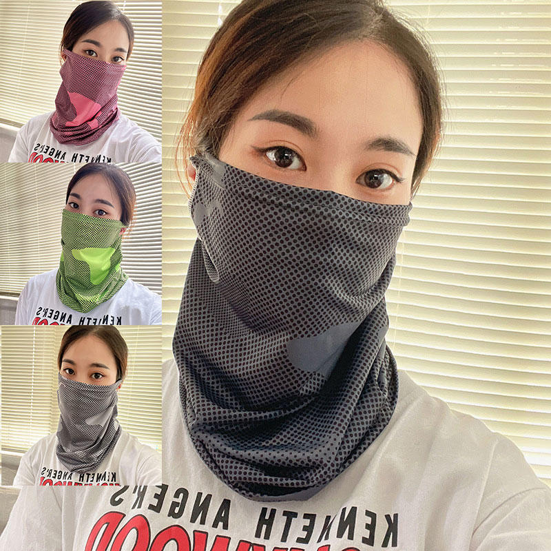 

Summer Outdoor Sport Fashion Printed Ice Silk Sunscreen Neck Gaiter Face Mask Breathable Face Cover for Women Men One Size темно-сірий