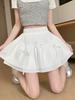 Cute Bow Mini Skirt with Shorts Women's Y2K Sweet Style Cake Skirt Ruffle Elastic Waist Fashion Female Clothing