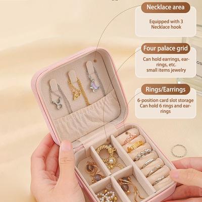 Multifunktionale, tragbare, exquisite und kompakte Schmuckschatulle, Reisearmband, Ohrstecker, Ohrringe, Aufbewahrungsbox für den Schreibtisch im Schlafzimmer