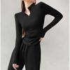 Elastic Tight Sexy Lapel Long Sleeve T-shirt Women Hottie Turndown Collar Slim Undershirt Inside Velveteen Sports Shirt Casual