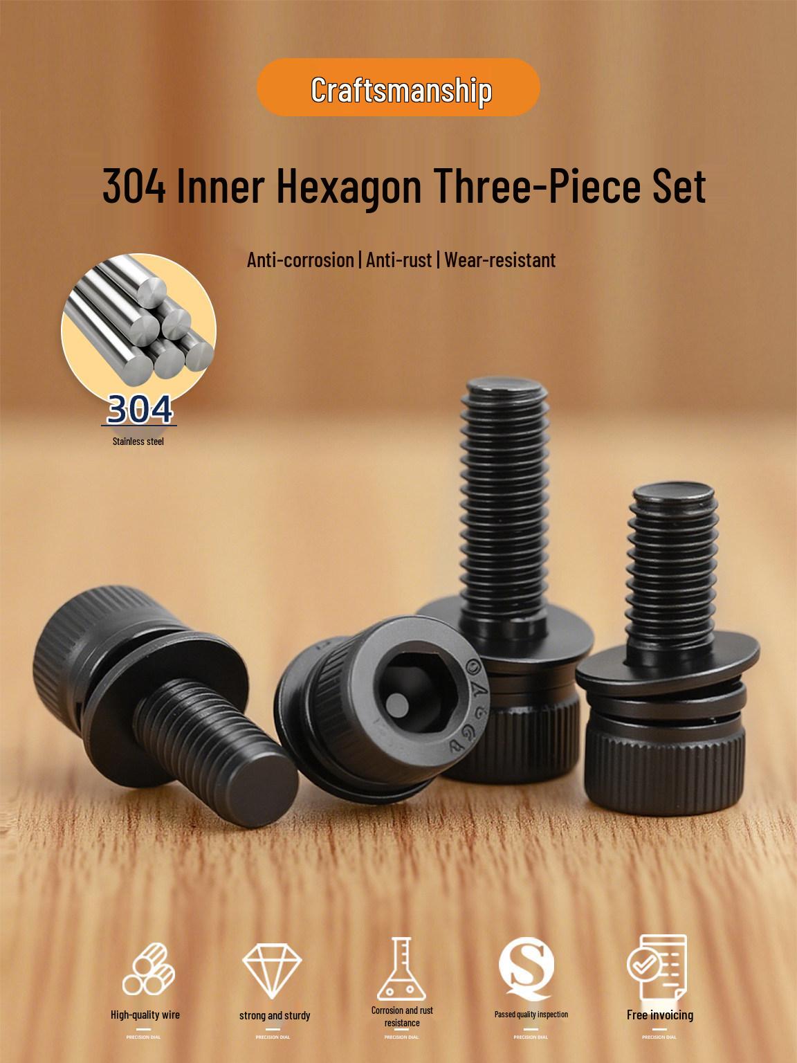 

Black 304 Stainless Steel Hex Socket Head Screw Bolt – Sizes M2.5 to M8 M5*10 (10 pcs)