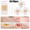30/90pcs Makeup Cotton Swab Disposable Longer Cotton Swab Brush Lint Free Micro Brushes Wood Cotton Swab Brush Make Up Brushes