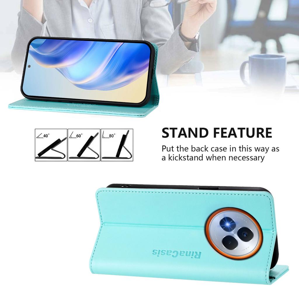 For Realme Narzo 80 Pro 5G Leather Case RINACASIS RC01 Phone Cover with RFID Blocking Wallet Stand