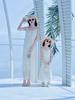 Dopamine Mother-Daughter Chiffon Beach Dress for Summer Seaside Vacation in Hainan Sanya