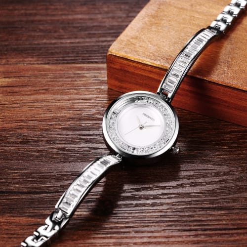 Women's Replica Watch, Waterproof: Zirconia and Diamond Quartz Watch, Delicate, Classic, Stainless Steel, Cute, Stylish, Adjustable, Silver