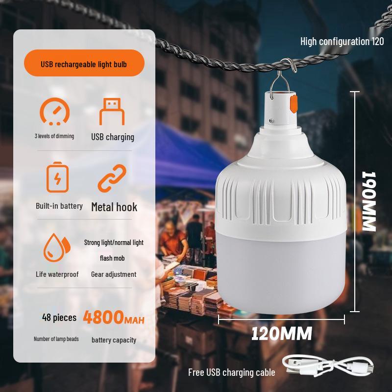 LED Energy-Saving Wireless Portable Camping Lantern - USB Rechargeable, Super Bright Light for Outdoor, Market Stall, or Night Use