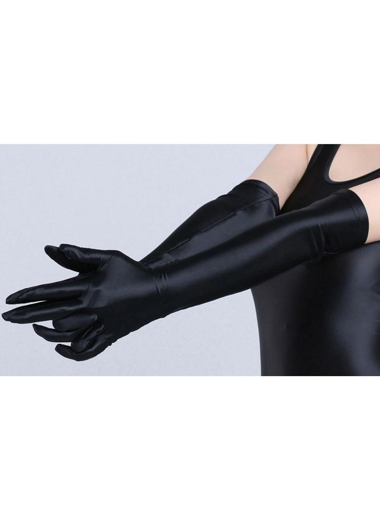 Glossy Shiny Elastic Long Gloves Cosplay Sexy Separate Fingers Guantes Performance Mitten Eldiven Handschuhe Sexy Clubwear Luvas