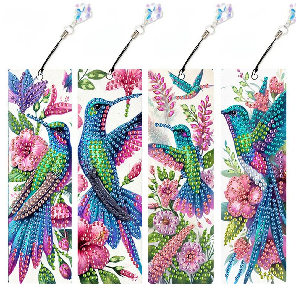 4Pcs Special Shape Animal Diamond Art Painting Bookmarks with Pendant DIY Diamond Art Bookmarks Kits for Adults Book Lovers