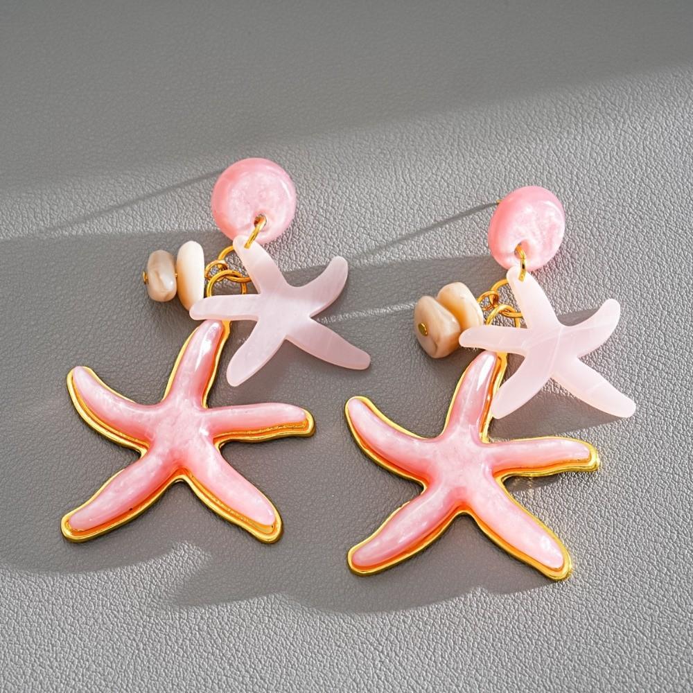 Temperament Bohemian Dangle Earrings Shell Starfish Ear Pendant  Vacation