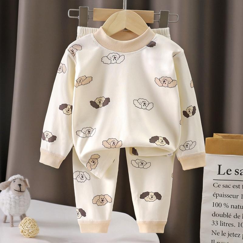 2-teiliges/Set Kinder Herbst Warme Schlafanzugsets Baby Jungen Mädchen Niedlich Cartoon Langarm T-Shirt Tops + Hosen Kleinkind Freizeit Nachtwäsche Unterwäsche