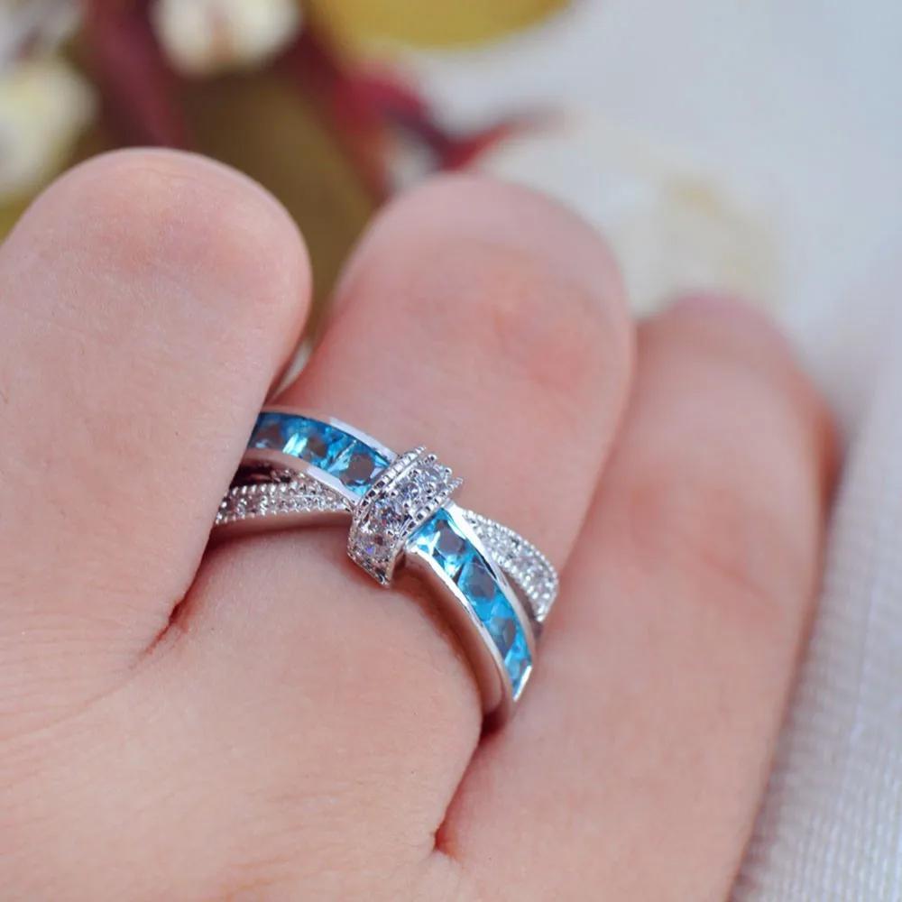 URMYLADY Classic 925 Sterling Silver Diamond 8 Size Rings For Women Colored Zircon Fashion Jewelry