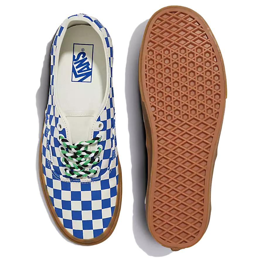 Vans Autentické kostkované - Modré žvýkačkové pletené tkaničky Unisex tenisky Bílé VN0009PVY6Z