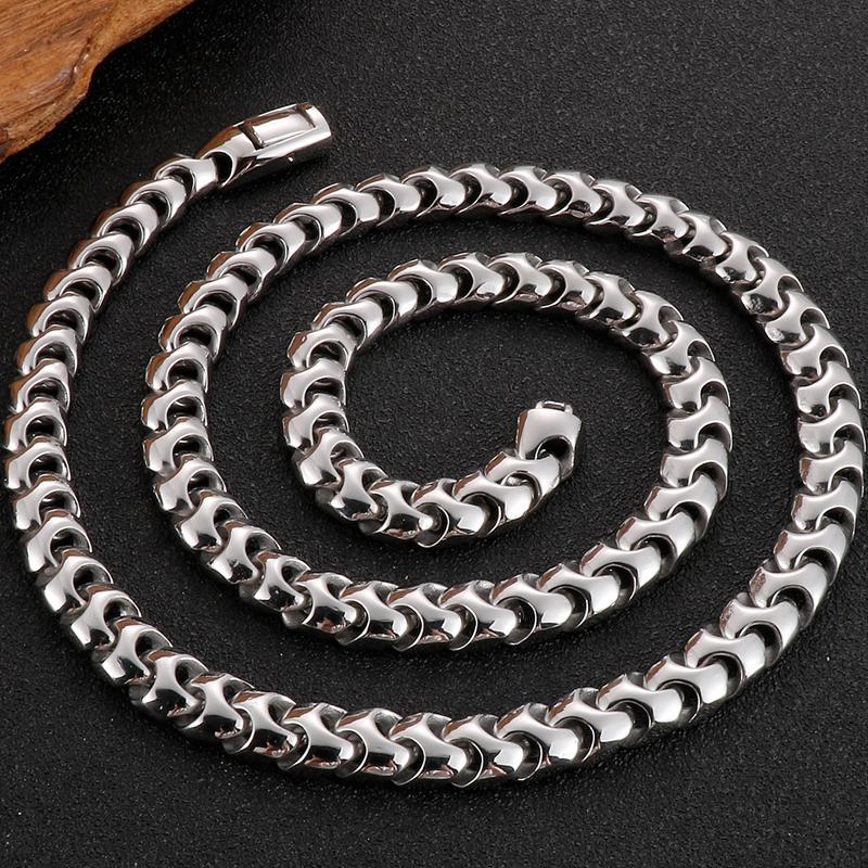 9MM Wide Curb Chain Man Necklace Polished Stainless Steel 50/60/70CM Long Men's Keel Chains Necklaces Choker Wholesale Items