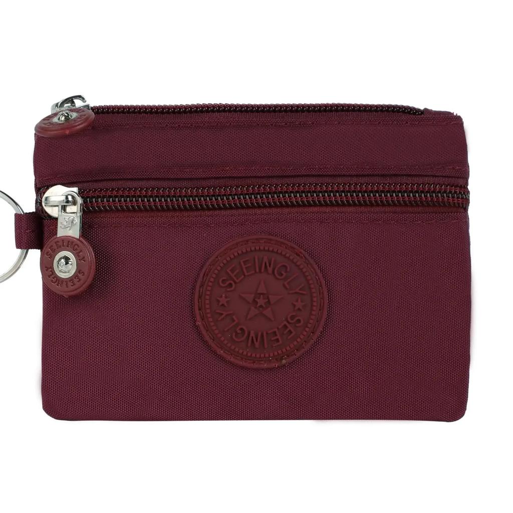 Nylon Solid Color Long Short Bank ID Credit Card Wallet Coin Keys Bags Purse Earphone Storage Bag Purse Pouch Double Zipper