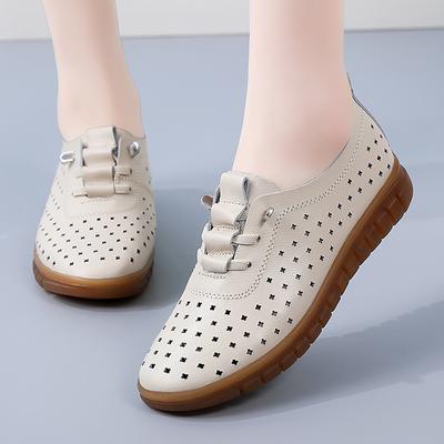 Women Moccasins Summer Breathable Hollow Driving Shoes Comfort Flats Casual Nurse Walking Minimalist Shoes for Mother
