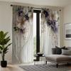 2-piece set of high-definition digital printed curtainwhite floral embroidered sheer curtain for rod pocketHome decoration style