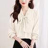 French Design Sense Streamer Shirt Commuting Versatile Temperament Satin Solid Color Shirt Women's Spring Top