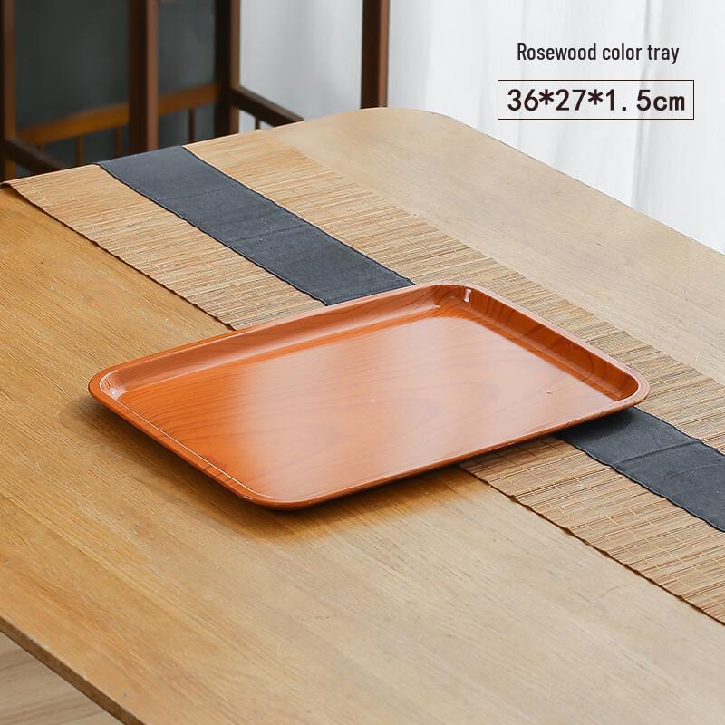 Rectangular Wood Grain Plastic Serving Tray - Set of 10